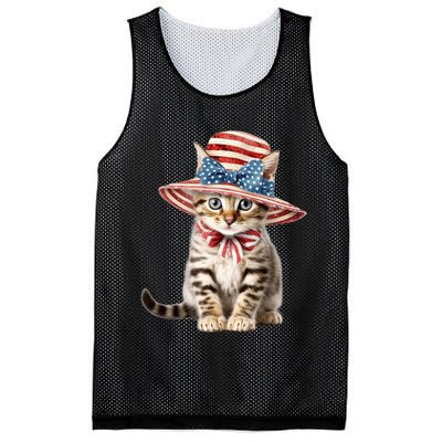 American Cat 4th Of July Cat Patriotic Cats Bengal Kitten Mesh Reversible Basketball Jersey Tank