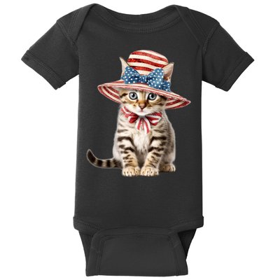 American Cat 4th Of July Cat Patriotic Cats Bengal Kitten Baby Bodysuit