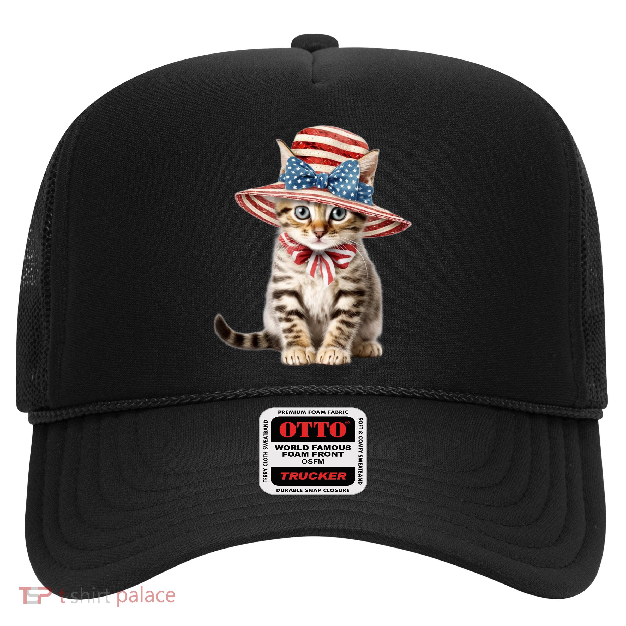 American Cat 4th Of July Cat Patriotic Cats Bengal Kitten Trucker Hat
