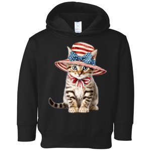 American Cat 4th Of July Cat Patriotic Cats Bengal Kitten Toddler Hoodie