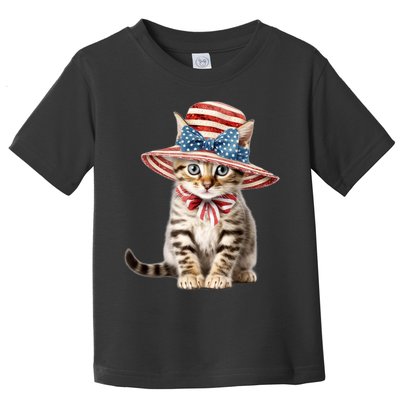 American Cat 4th Of July Cat Patriotic Cats Bengal Kitten Toddler T-Shirt