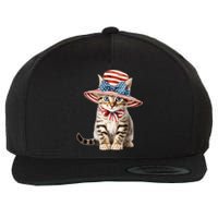 American Cat 4th Of July Cat Patriotic Cats Bengal Kitten Wool Snapback Cap