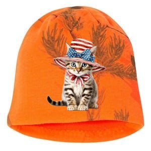 American Cat 4th Of July Cat Patriotic Cats Bengal Kitten Kati - Camo Knit Beanie