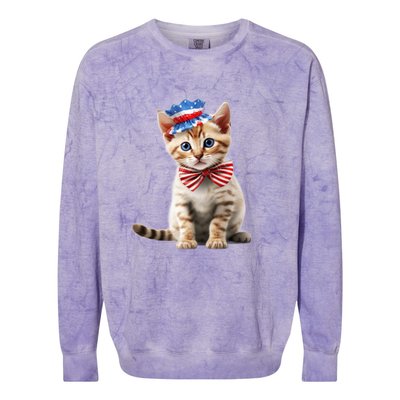 American Cat 4th Of July Cat Patriotic Cats Bengal Kitten Colorblast Crewneck Sweatshirt