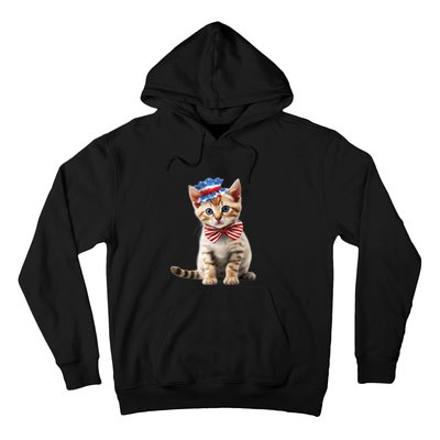 American Cat 4th Of July Cat Patriotic Cats Bengal Kitten Hoodie