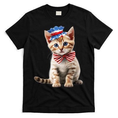 American Cat 4th Of July Cat Patriotic Cats Bengal Kitten T-Shirt