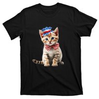 American Cat 4th Of July Cat Patriotic Cats Bengal Kitten T-Shirt