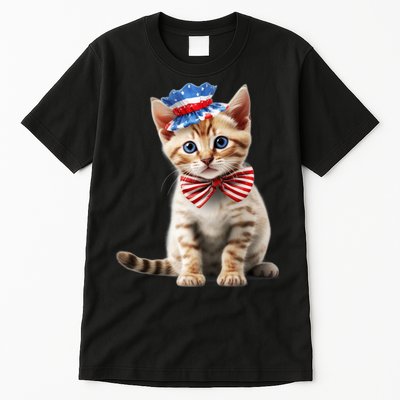 American Cat 4th Of July Cat Patriotic Cats Bengal Kitten Tall T-Shirt