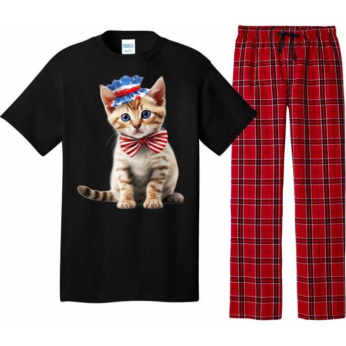 American Cat 4th Of July Cat Patriotic Cats Bengal Kitten Pajama Set