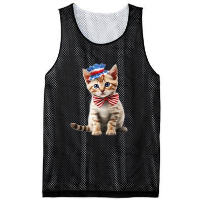 American Cat 4th Of July Cat Patriotic Cats Bengal Kitten Mesh Reversible Basketball Jersey Tank