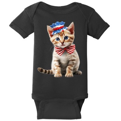 American Cat 4th Of July Cat Patriotic Cats Bengal Kitten Baby Bodysuit