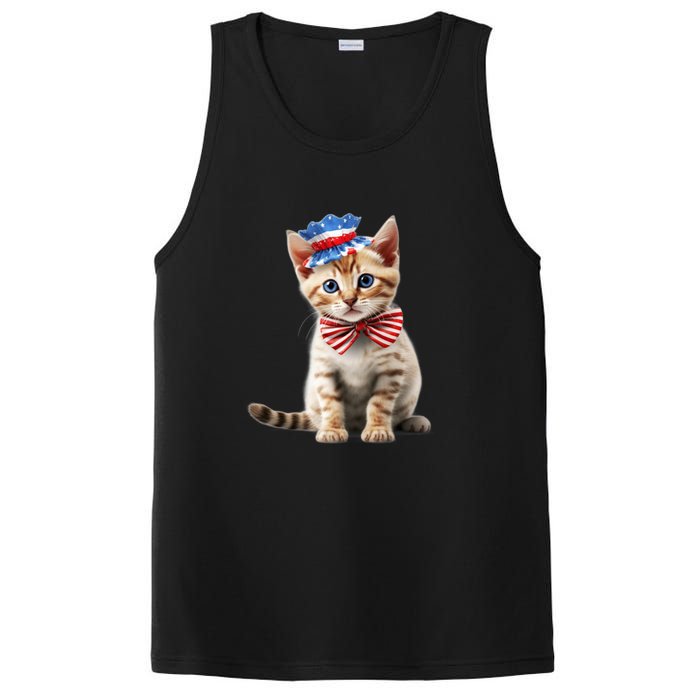 American Cat 4th Of July Cat Patriotic Cats Bengal Kitten PosiCharge Competitor Tank