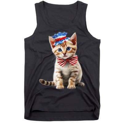 American Cat 4th Of July Cat Patriotic Cats Bengal Kitten Tank Top