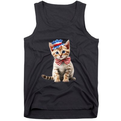 American Cat 4th Of July Cat Patriotic Cats Bengal Kitten Tank Top