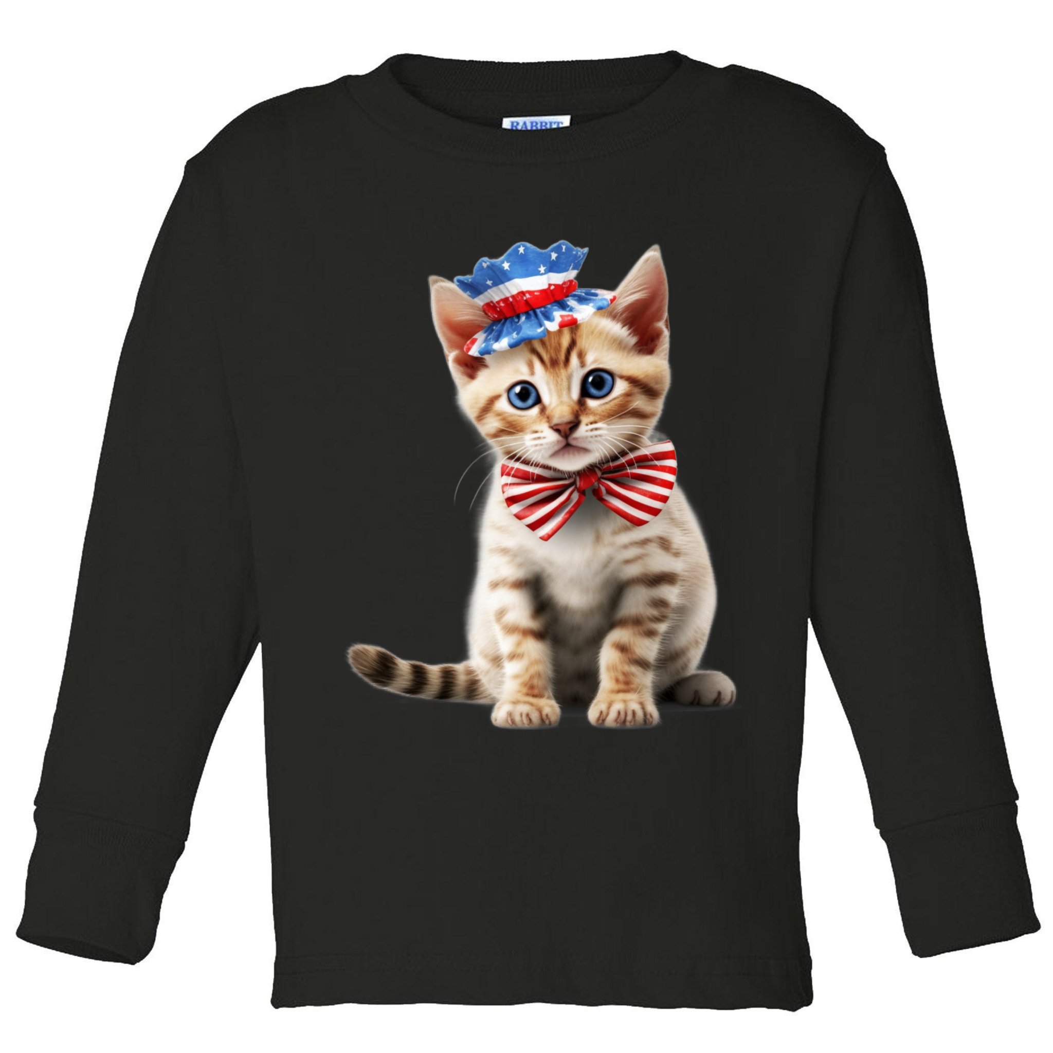 American Cat 4th Of July Cat Patriotic Cats Bengal Kitten Toddler Long Sleeve Shirt