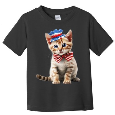 American Cat 4th Of July Cat Patriotic Cats Bengal Kitten Toddler T-Shirt