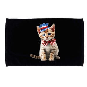 American Cat 4th Of July Cat Patriotic Cats Bengal Kitten Microfiber Hand Towel