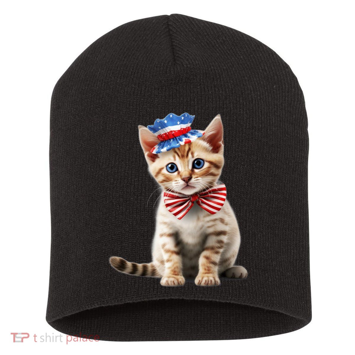 American Cat 4th Of July Cat Patriotic Cats Bengal Kitten Short Acrylic Beanie