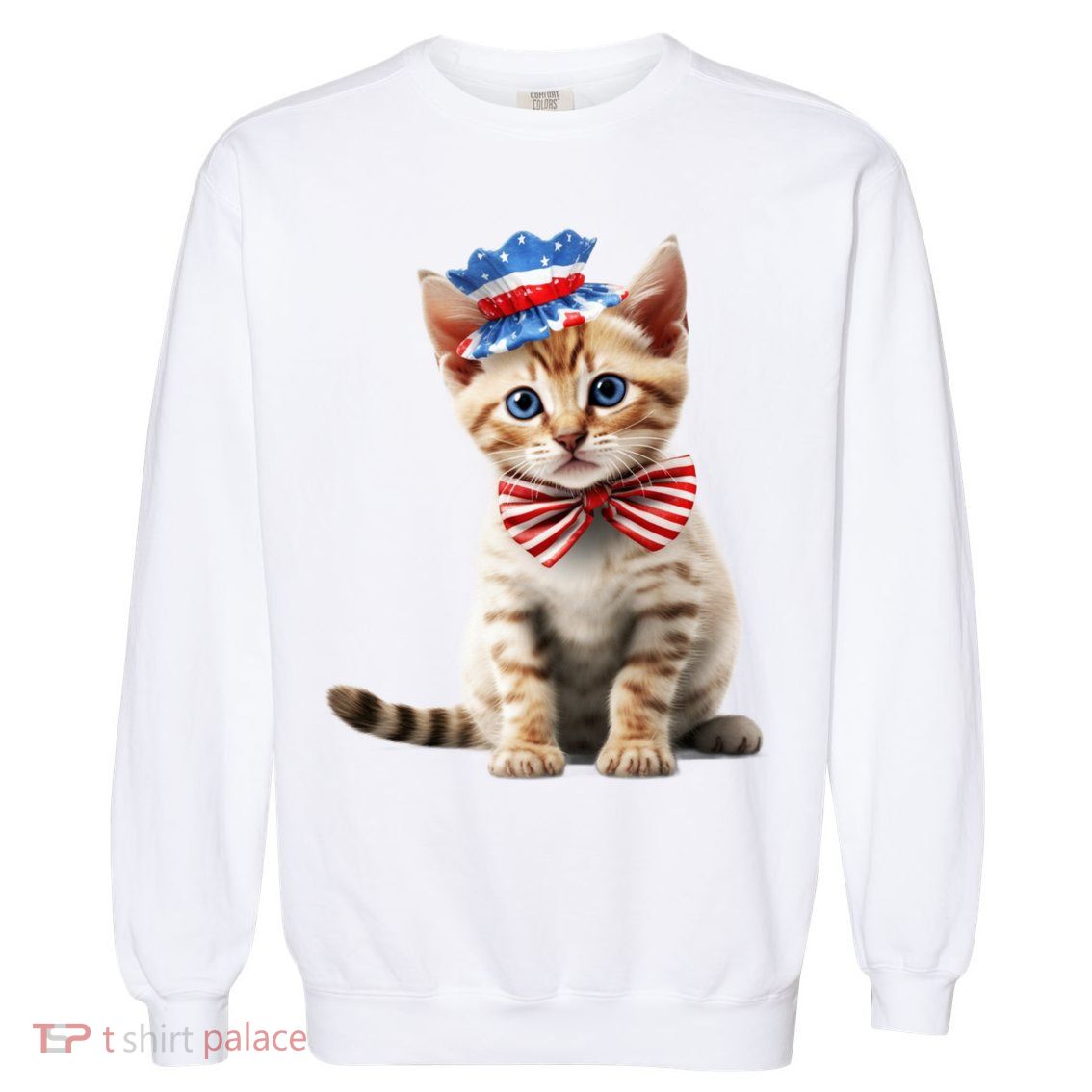 American Cat 4th Of July Cat Patriotic Cats Bengal Kitten Garment-Dyed Sweatshirt