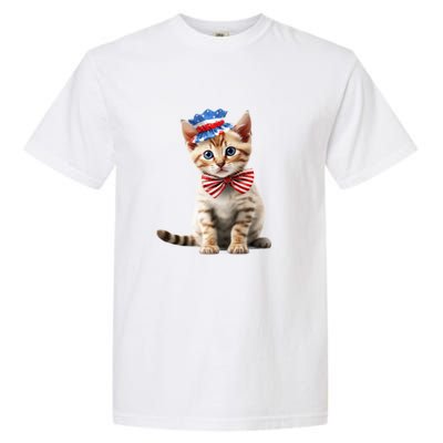 American Cat 4th Of July Cat Patriotic Cats Bengal Kitten Garment-Dyed Heavyweight T-Shirt