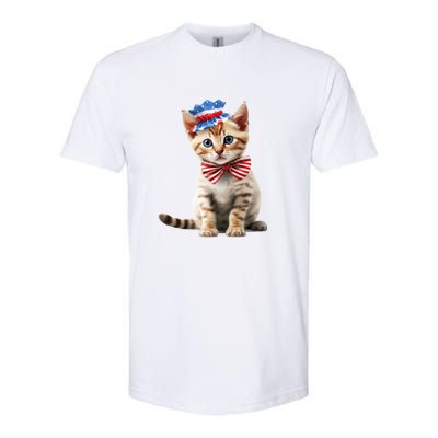 American Cat 4th Of July Cat Patriotic Cats Bengal Kitten Softstyle CVC T-Shirt