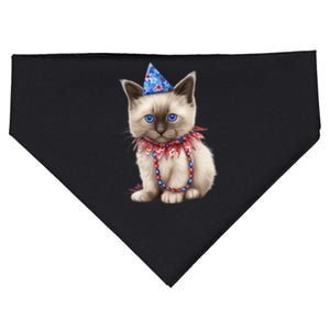 American Cat 4th Of July Cat Patriotic Cats Birman Kitten USA-Made Doggie Bandana