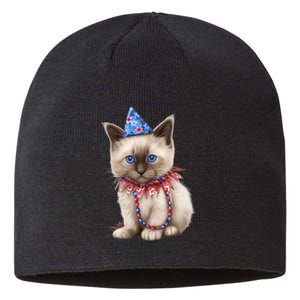 American Cat 4th Of July Cat Patriotic Cats Birman Kitten Sustainable Beanie