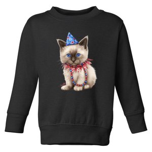 American Cat 4th Of July Cat Patriotic Cats Birman Kitten Toddler Sweatshirt