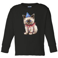 American Cat 4th Of July Cat Patriotic Cats Birman Kitten Toddler Long Sleeve Shirt