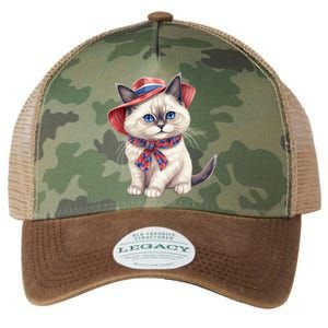 American Cat 4th Of July Cat Patriotic Cats Birman Kitten Legacy Tie Dye Trucker Hat