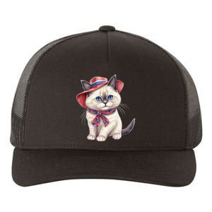 American Cat 4th Of July Cat Patriotic Cats Birman Kitten Yupoong Adult 5-Panel Trucker Hat