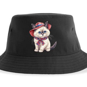 American Cat 4th Of July Cat Patriotic Cats Birman Kitten Sustainable Bucket Hat