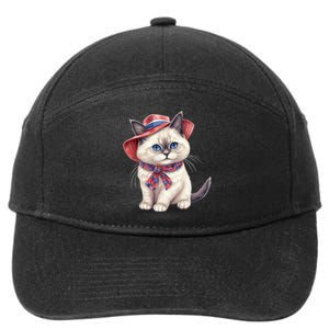 American Cat 4th Of July Cat Patriotic Cats Birman Kitten 7-Panel Snapback Hat