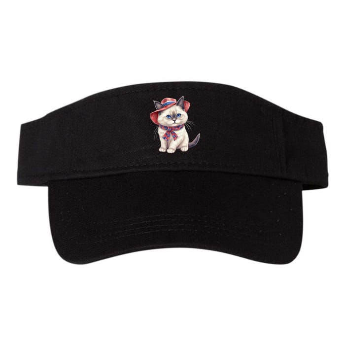 American Cat 4th Of July Cat Patriotic Cats Birman Kitten Valucap Bio-Washed Visor