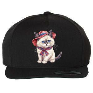 American Cat 4th Of July Cat Patriotic Cats Birman Kitten Wool Snapback Cap