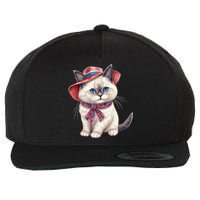 American Cat 4th Of July Cat Patriotic Cats Birman Kitten Wool Snapback Cap