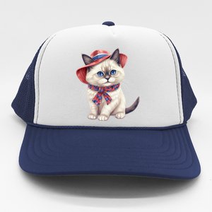 American Cat 4th Of July Cat Patriotic Cats Birman Kitten Trucker Hat