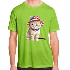 American Cat 4th Of July Cat Patriotic Cats Siberian Kitten Adult ChromaSoft Performance T-Shirt