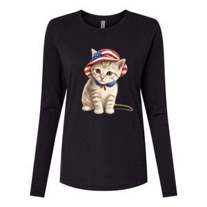 American Cat 4th Of July Cat Patriotic Cats Siberian Kitten Womens Cotton Relaxed Long Sleeve T-Shirt