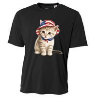 American Cat 4th Of July Cat Patriotic Cats Siberian Kitten Cooling Performance Crew T-Shirt