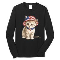 American Cat 4th Of July Cat Patriotic Cats Siberian Kitten Long Sleeve Shirt