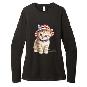 American Cat 4th Of July Cat Patriotic Cats Siberian Kitten Womens CVC Long Sleeve Shirt