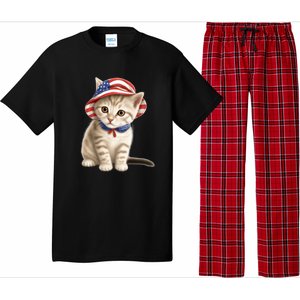 American Cat 4th Of July Cat Patriotic Cats Siberian Kitten Pajama Set