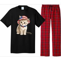 American Cat 4th Of July Cat Patriotic Cats Siberian Kitten Pajama Set