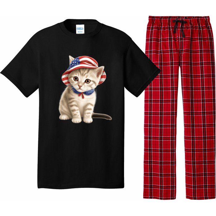 American Cat 4th Of July Cat Patriotic Cats Siberian Kitten Pajama Set