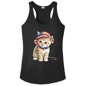 American Cat 4th Of July Cat Patriotic Cats Siberian Kitten Ladies PosiCharge Competitor Racerback Tank