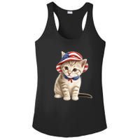 American Cat 4th Of July Cat Patriotic Cats Siberian Kitten Ladies PosiCharge Competitor Racerback Tank