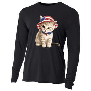 American Cat 4th Of July Cat Patriotic Cats Siberian Kitten Cooling Performance Long Sleeve Crew