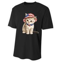 American Cat 4th Of July Cat Patriotic Cats Siberian Kitten Performance Sprint T-Shirt