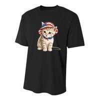 American Cat 4th Of July Cat Patriotic Cats Siberian Kitten Youth Performance Sprint T-Shirt